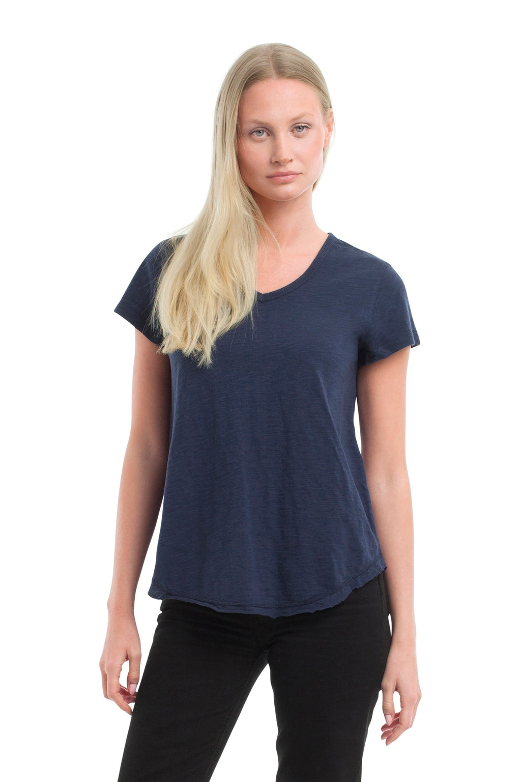 Short Sleeve Shrunken V-Neck Shirttail