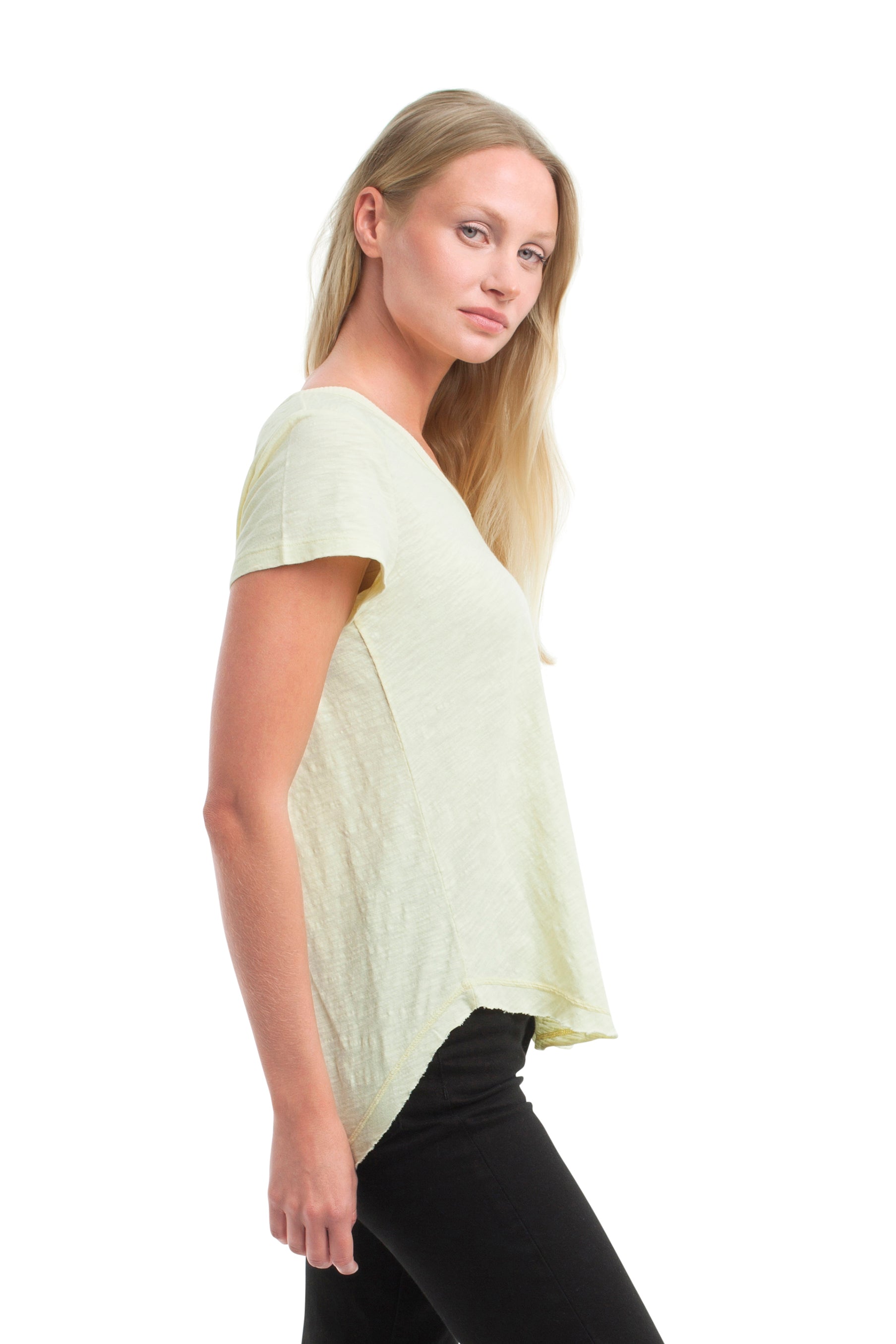 Short Sleeve Shrunken V-Neck Shirttail