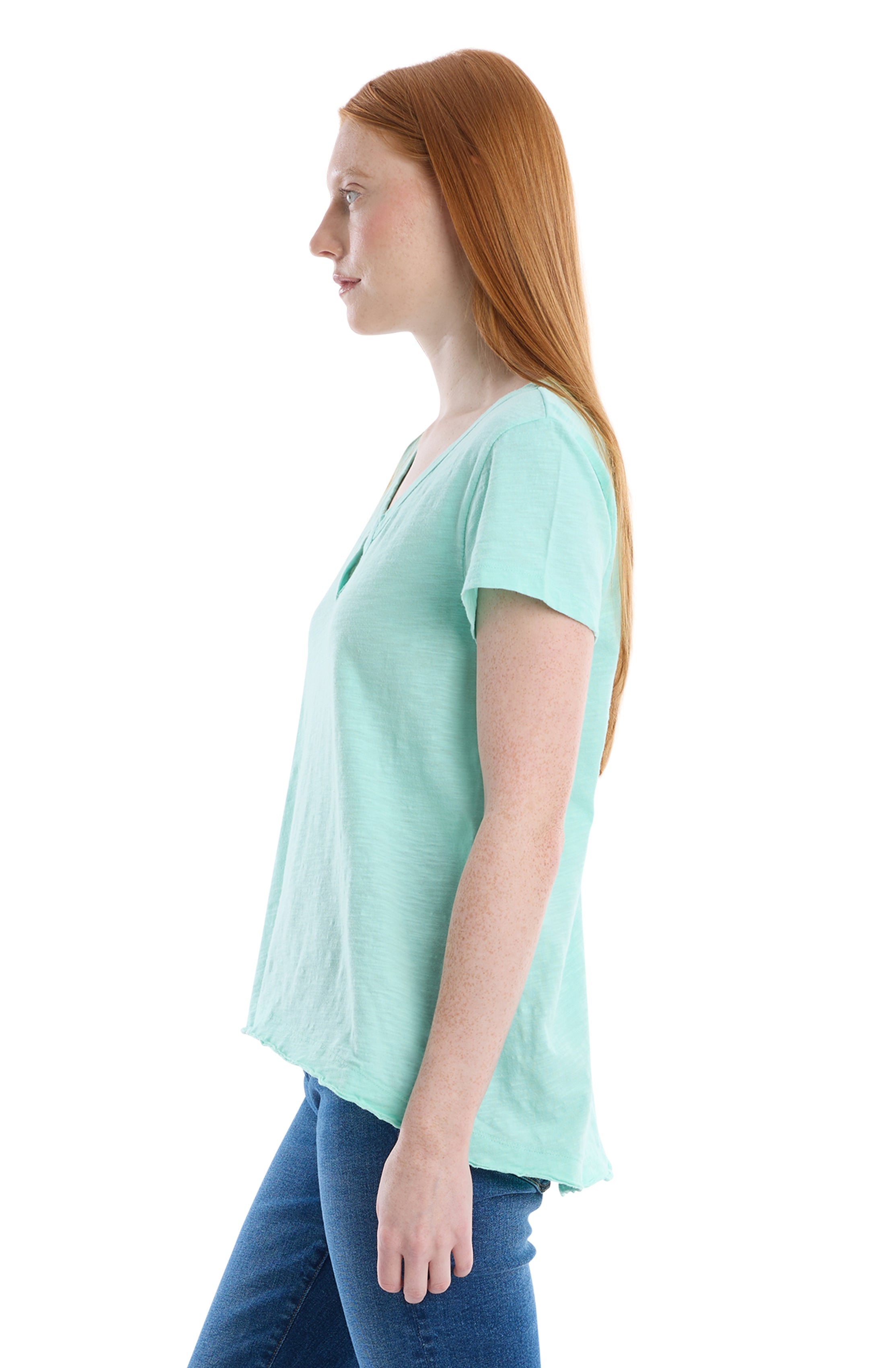 Short sleeve placket hi-lo tee
