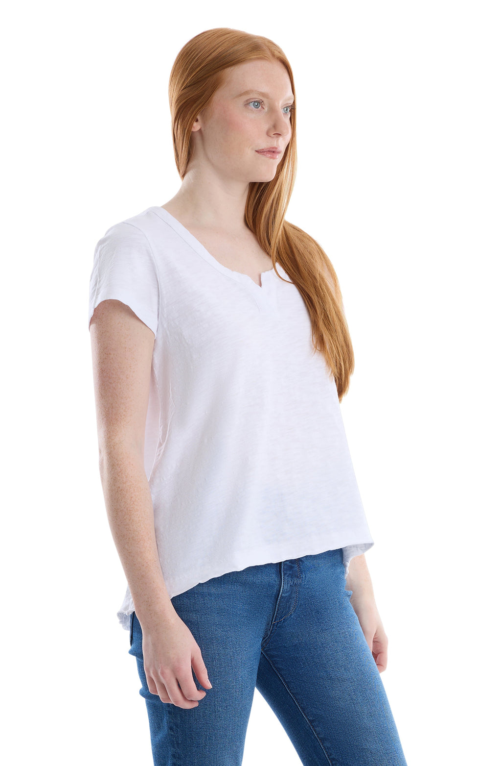 Short sleeve placket hi-lo tee