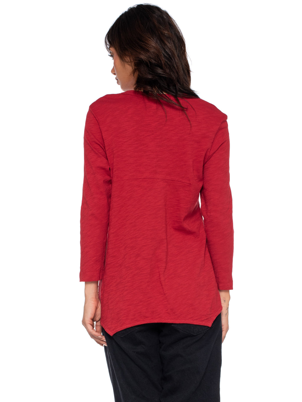 Scoopy Neck 3/4 Sleeve Boyfriend Tee