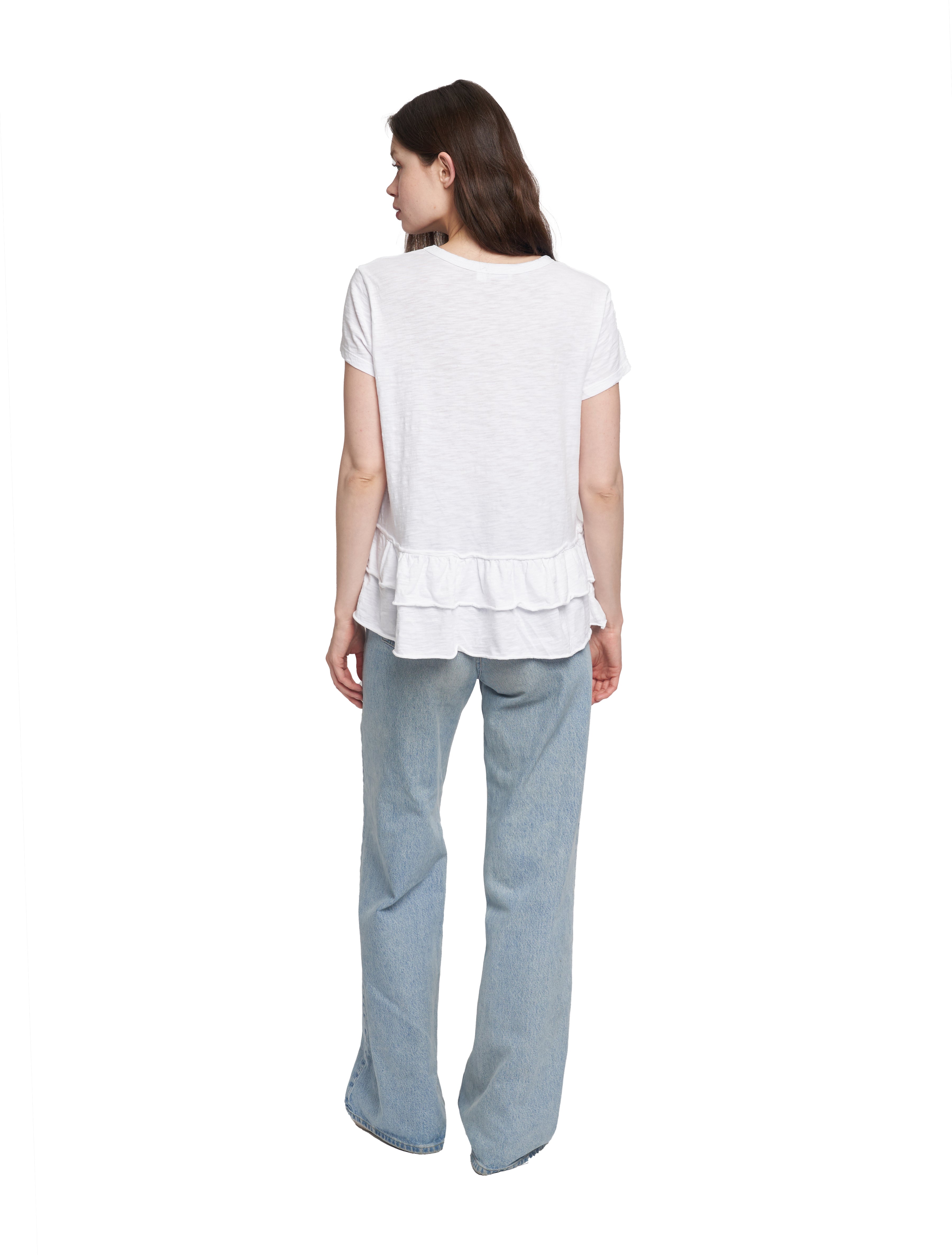 Short Sleeve Double Tier Mock Hem Crew