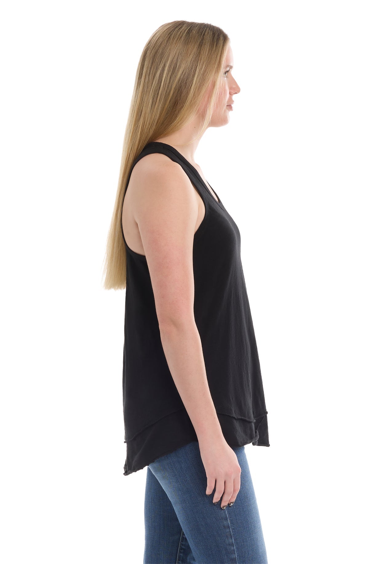 Shrunken Mock Hem Shirttail Tank