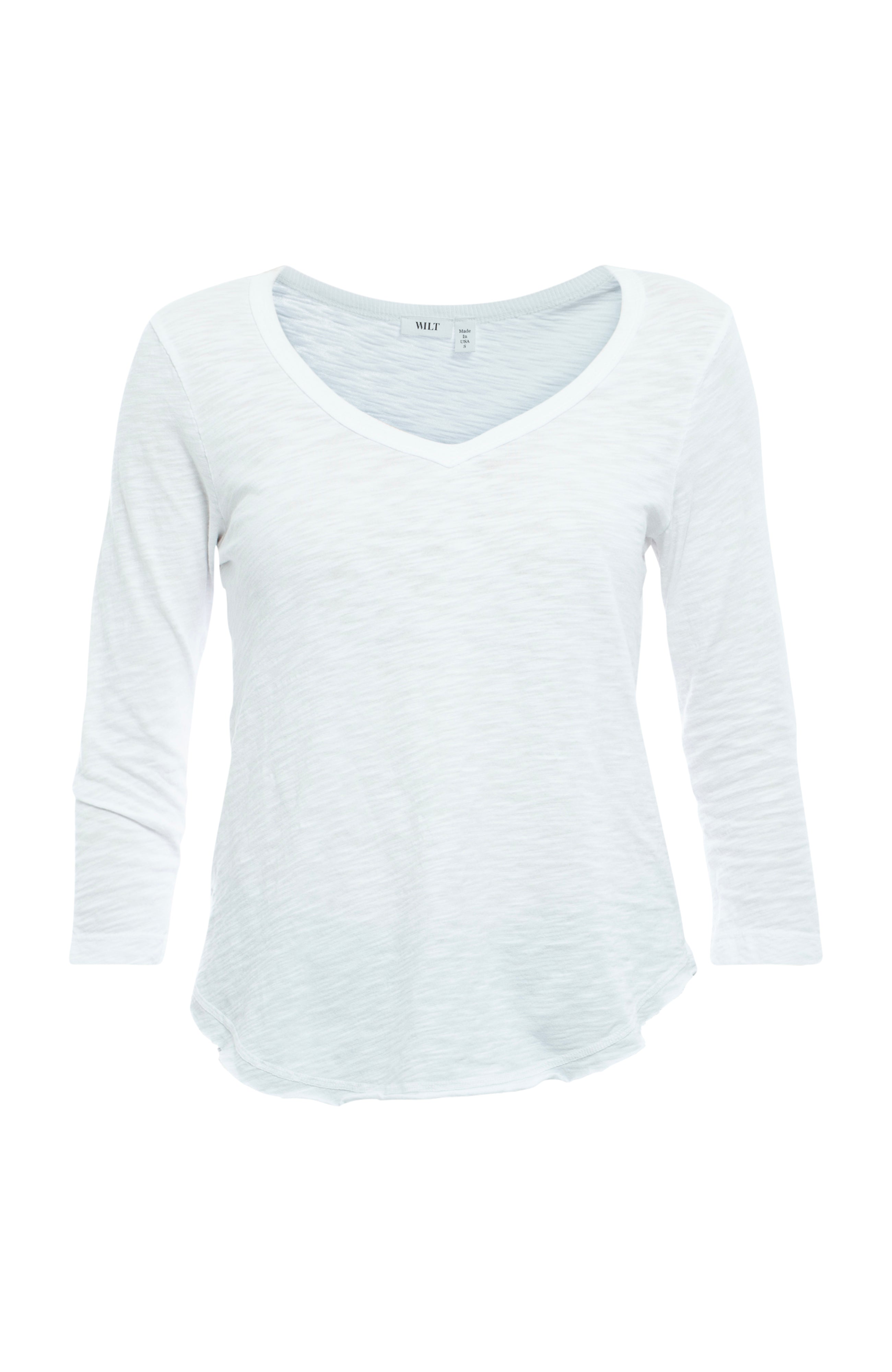 3/4 Sleeve V-Neck Shirttail