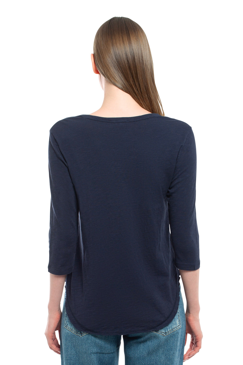 3/4 Sleeve V-Neck Shirttail