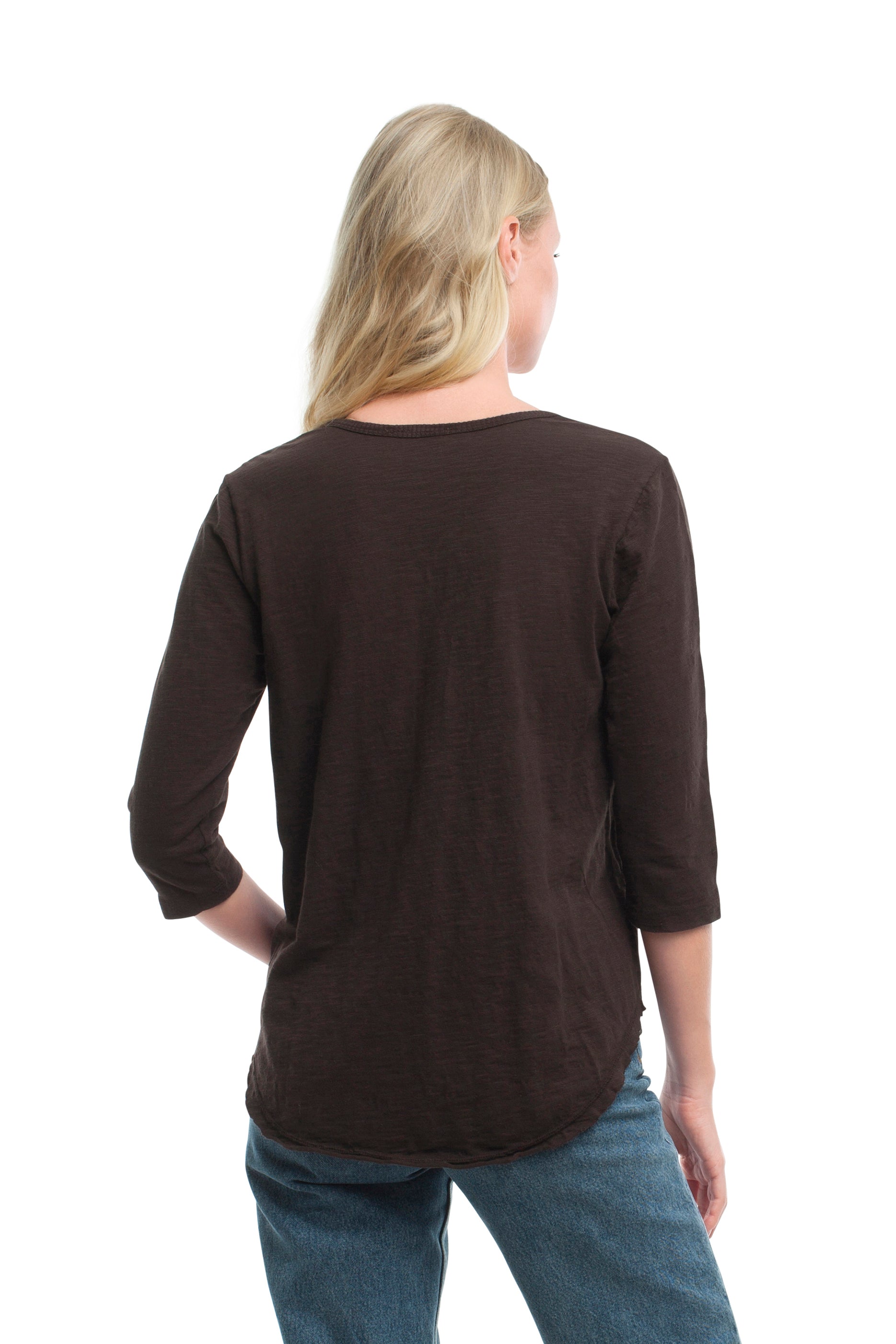 3/4 Sleeve V-Neck Shirttail