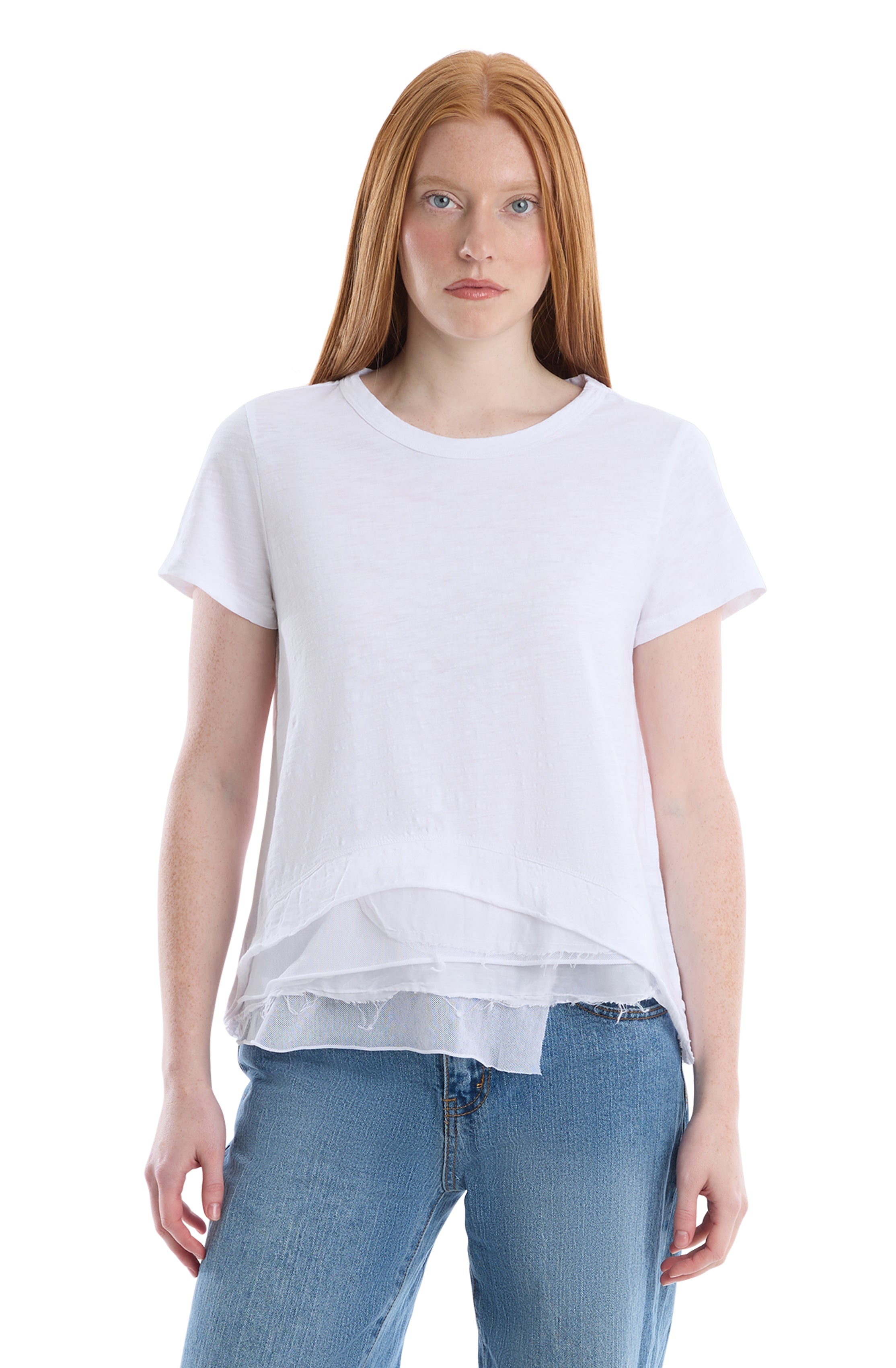 Boxy short sleeve mixed hem