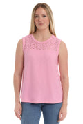 Shell with lace yoke