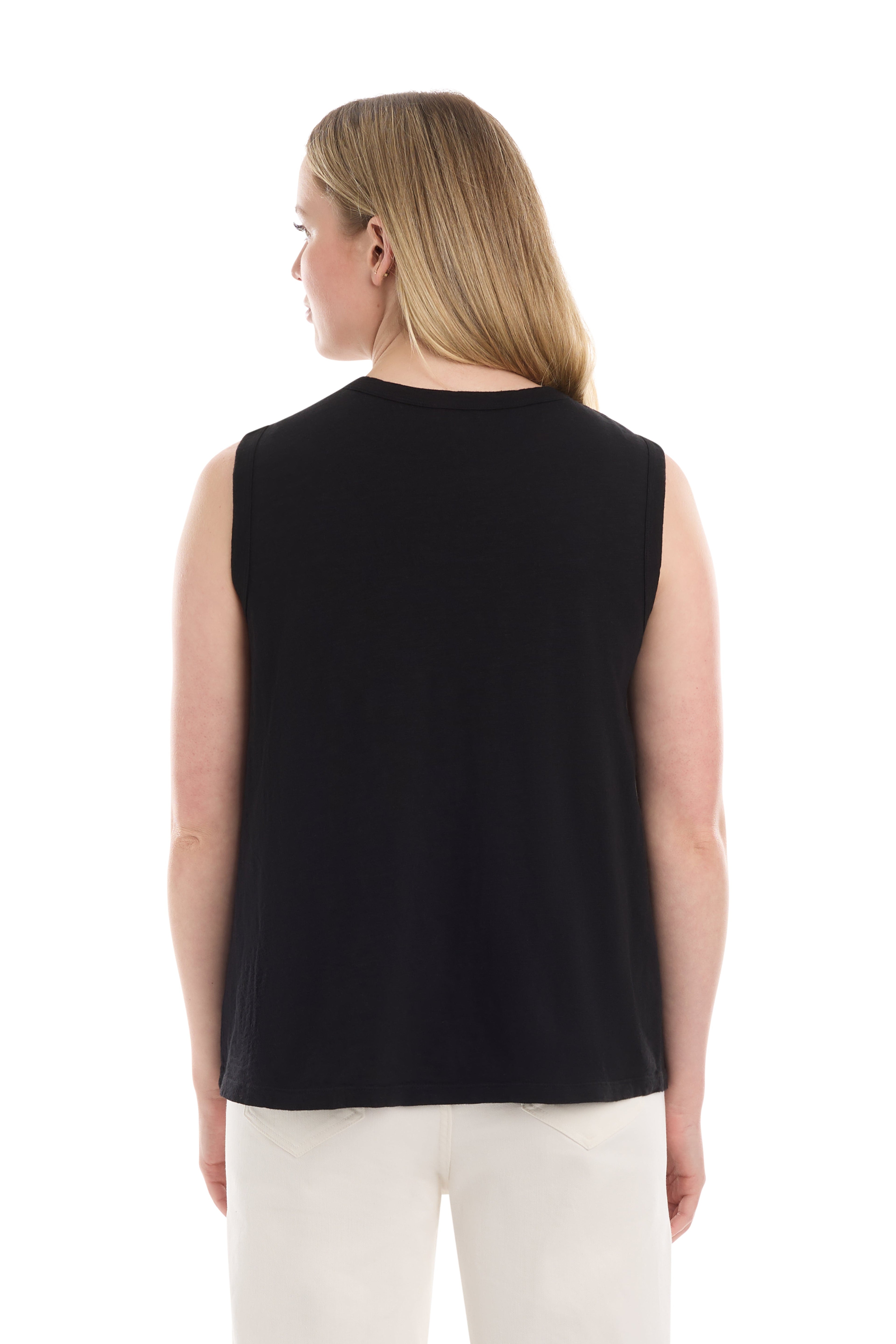 Shell with lace yoke