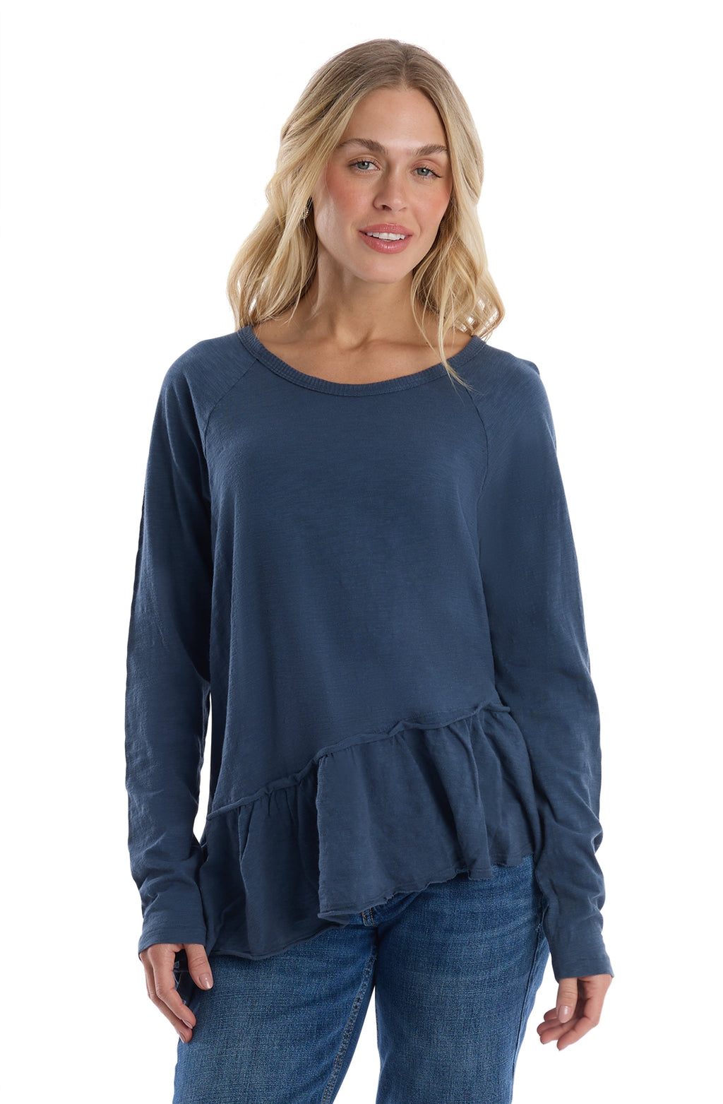 Raglan Long Sleeve Asymmetric Peplum