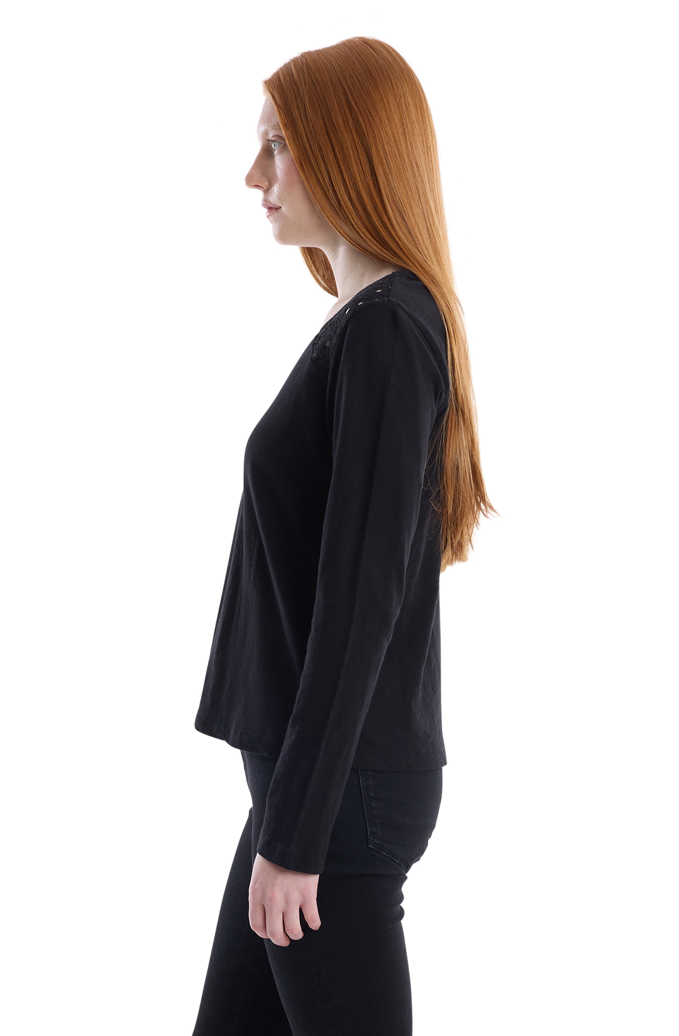 V-Neck Long Sleeve Mixed Media