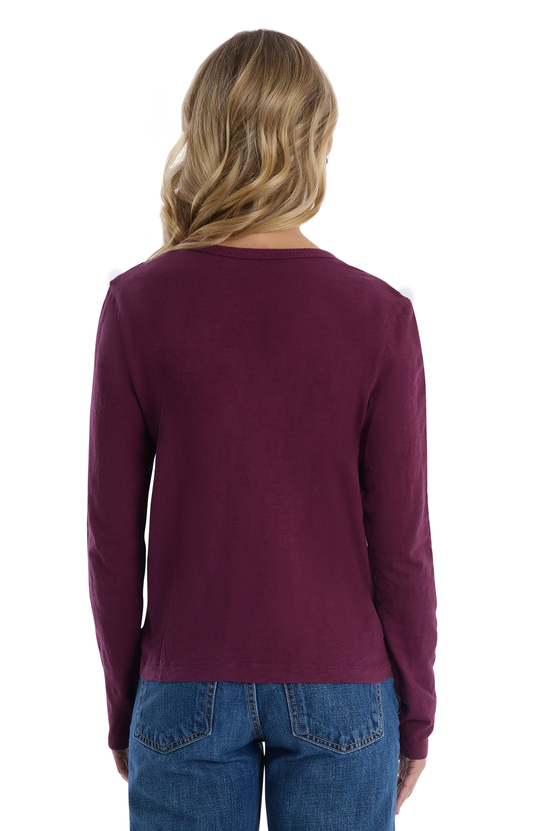 V-Neck Long Sleeve Mixed Media