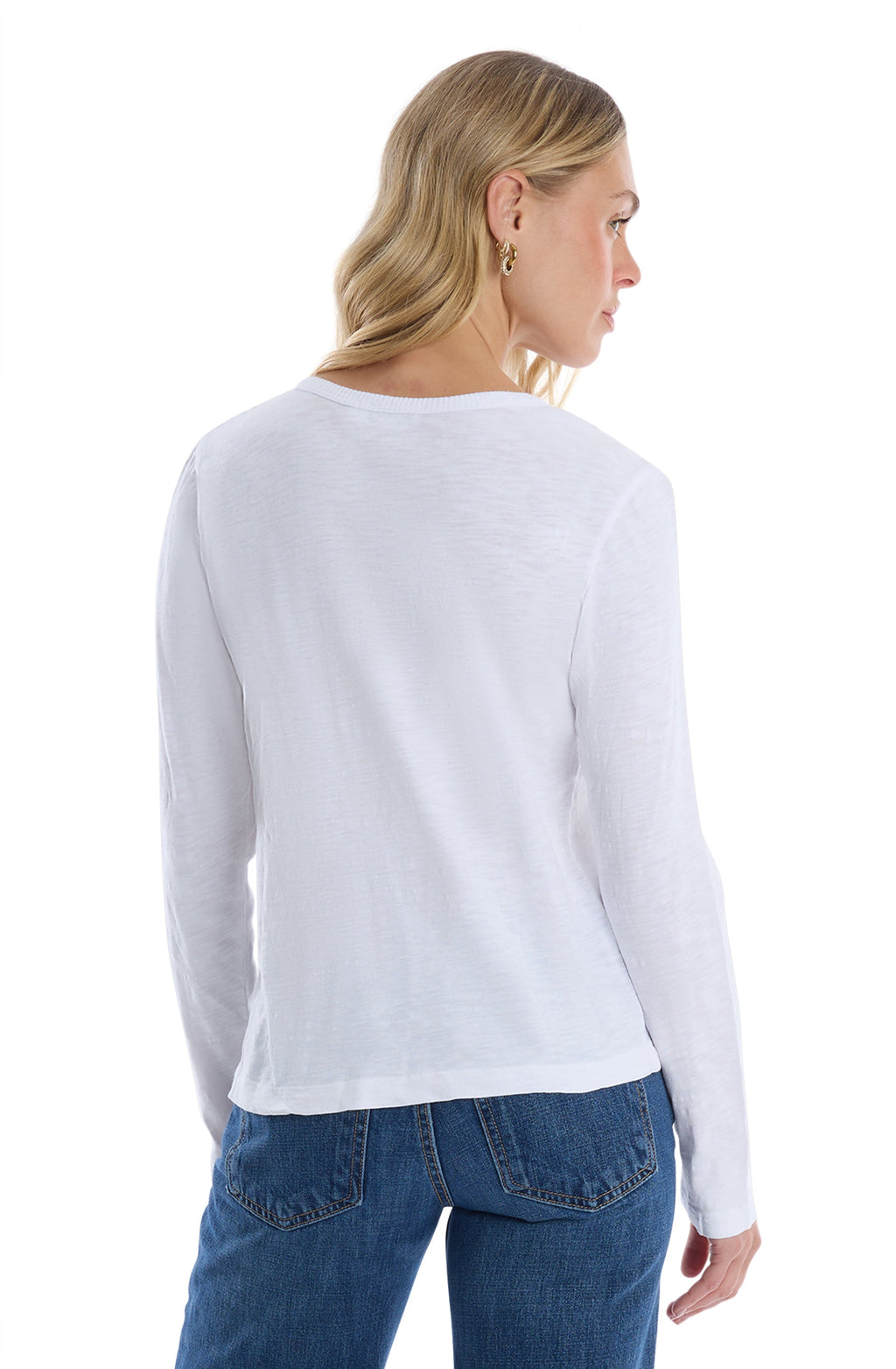 V-Neck Long Sleeve Mixed Media