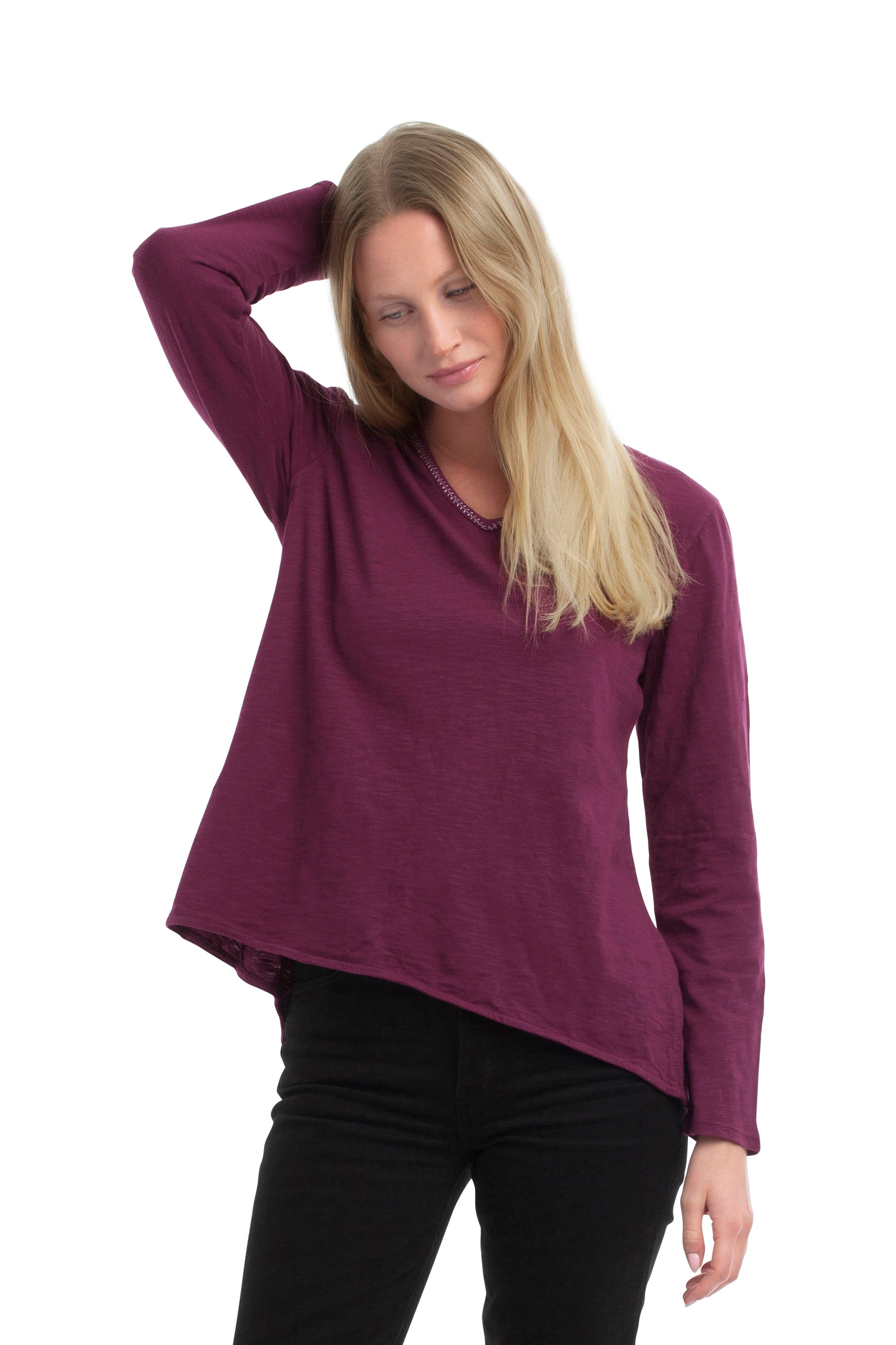 Metallic Thread V-Neck