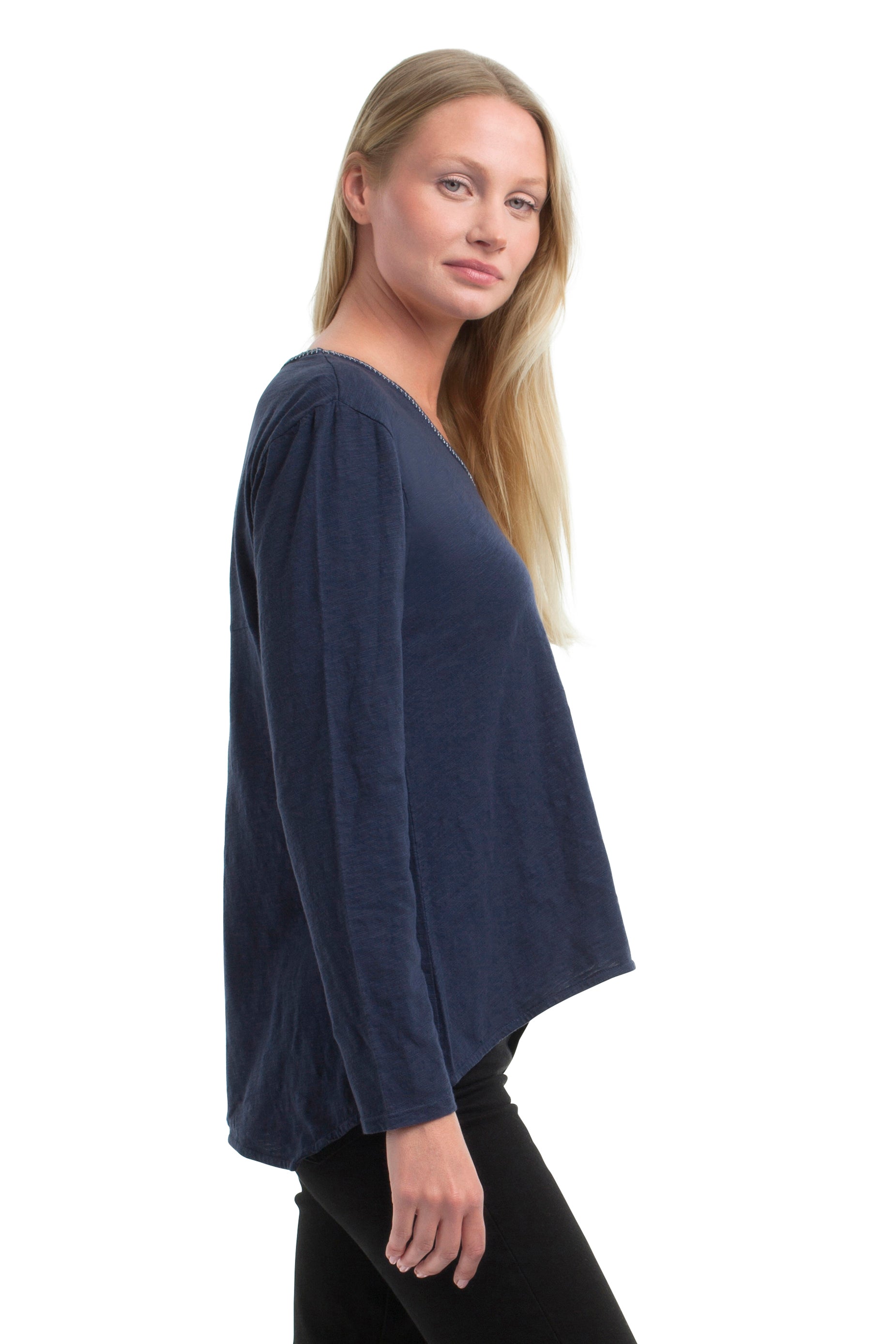 Metallic Thread V-Neck