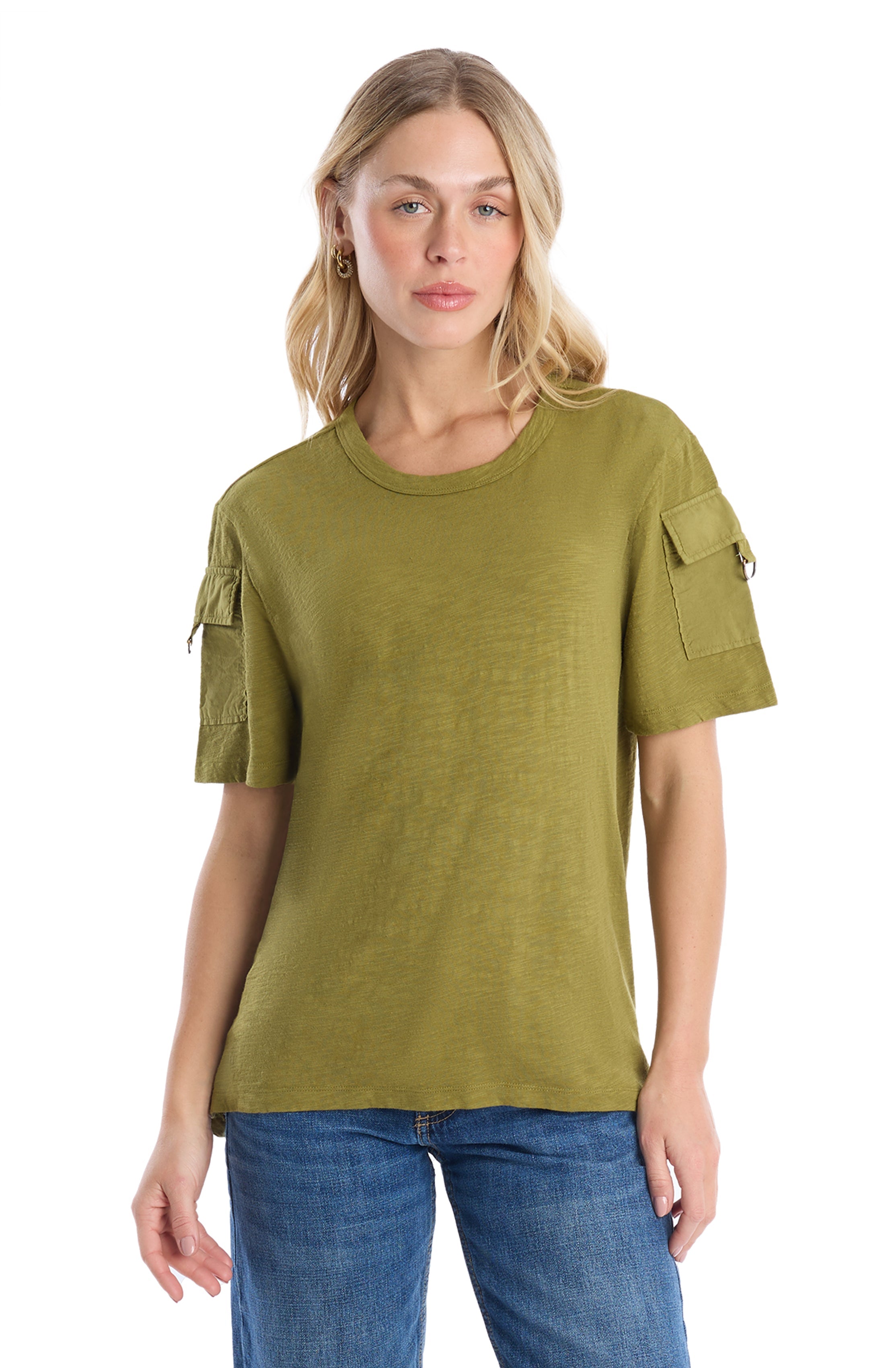 Round neck short sleeve hi-lo