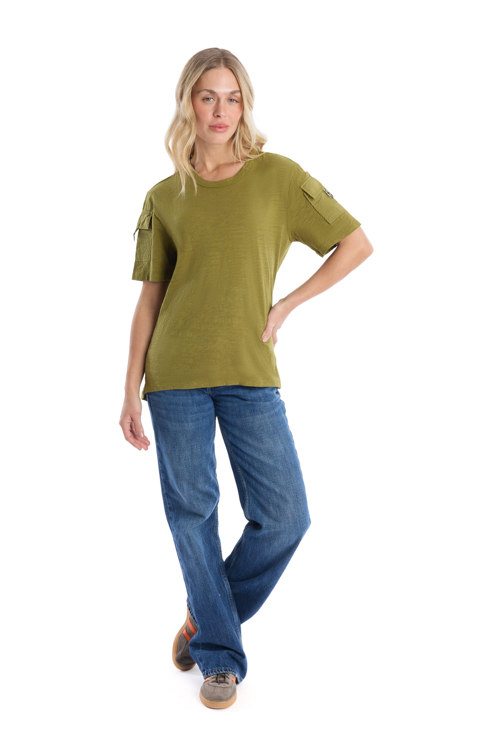 Round neck short sleeve hi-lo
