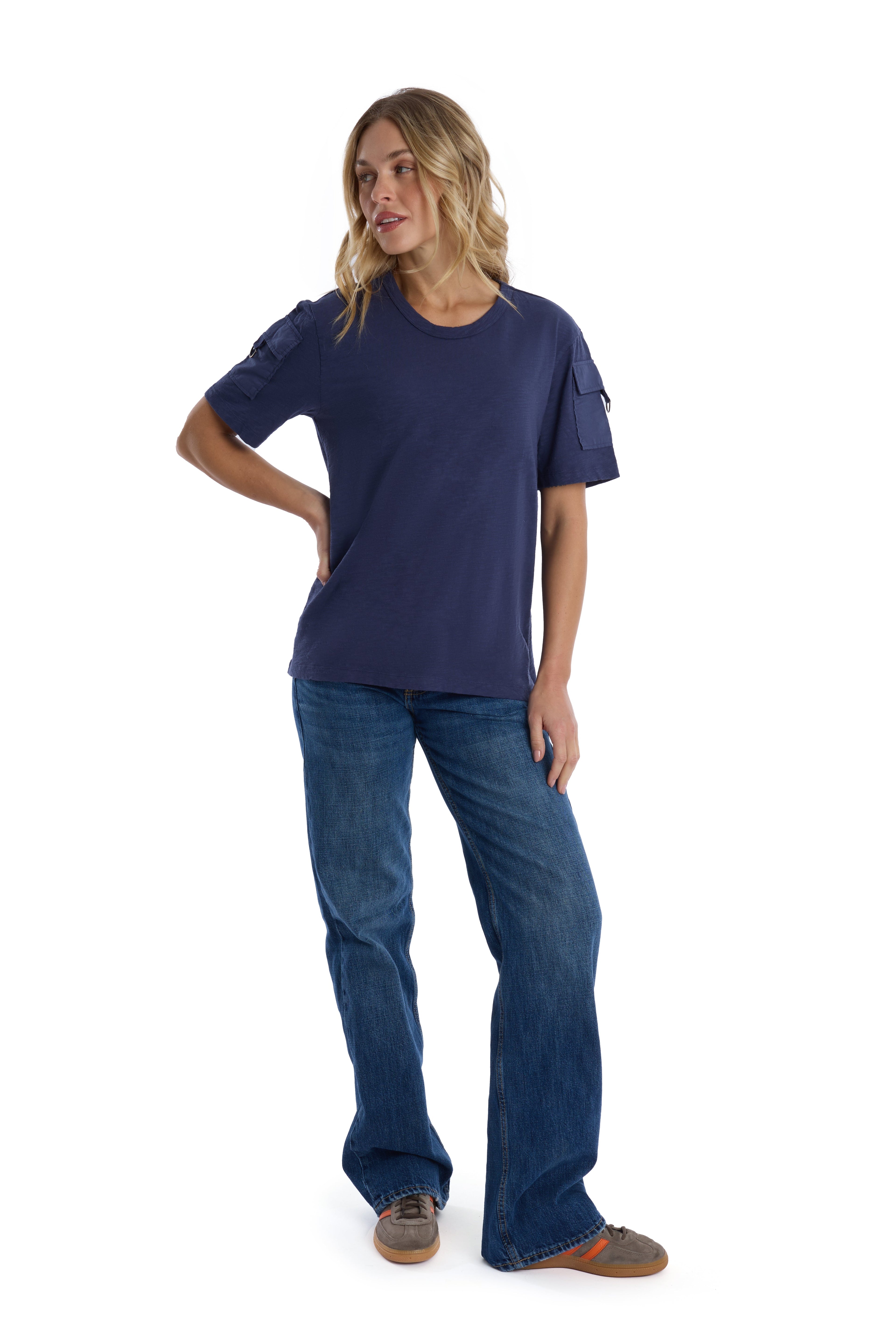 Round neck short sleeve hi-lo