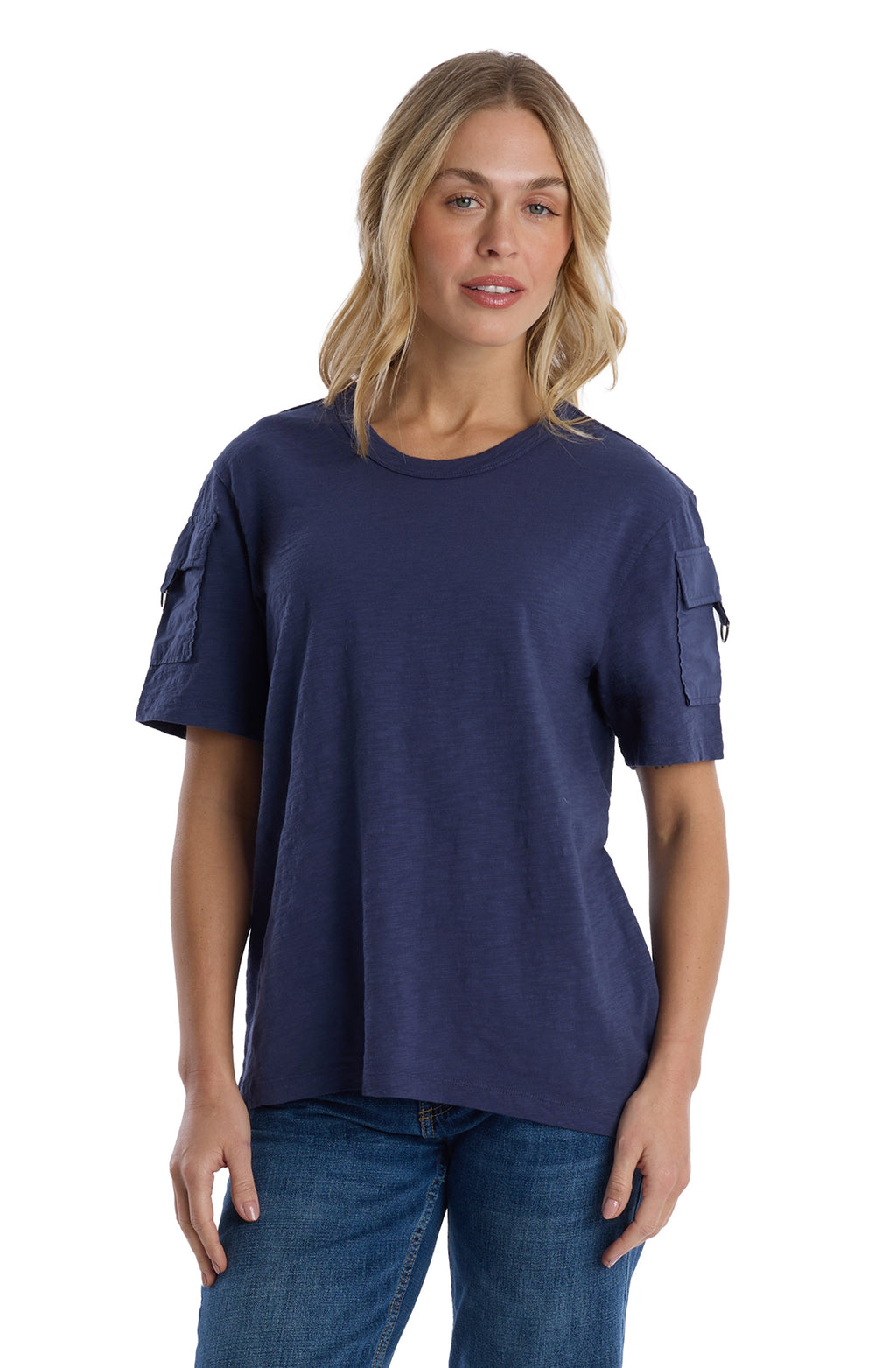 Round neck short sleeve hi-lo