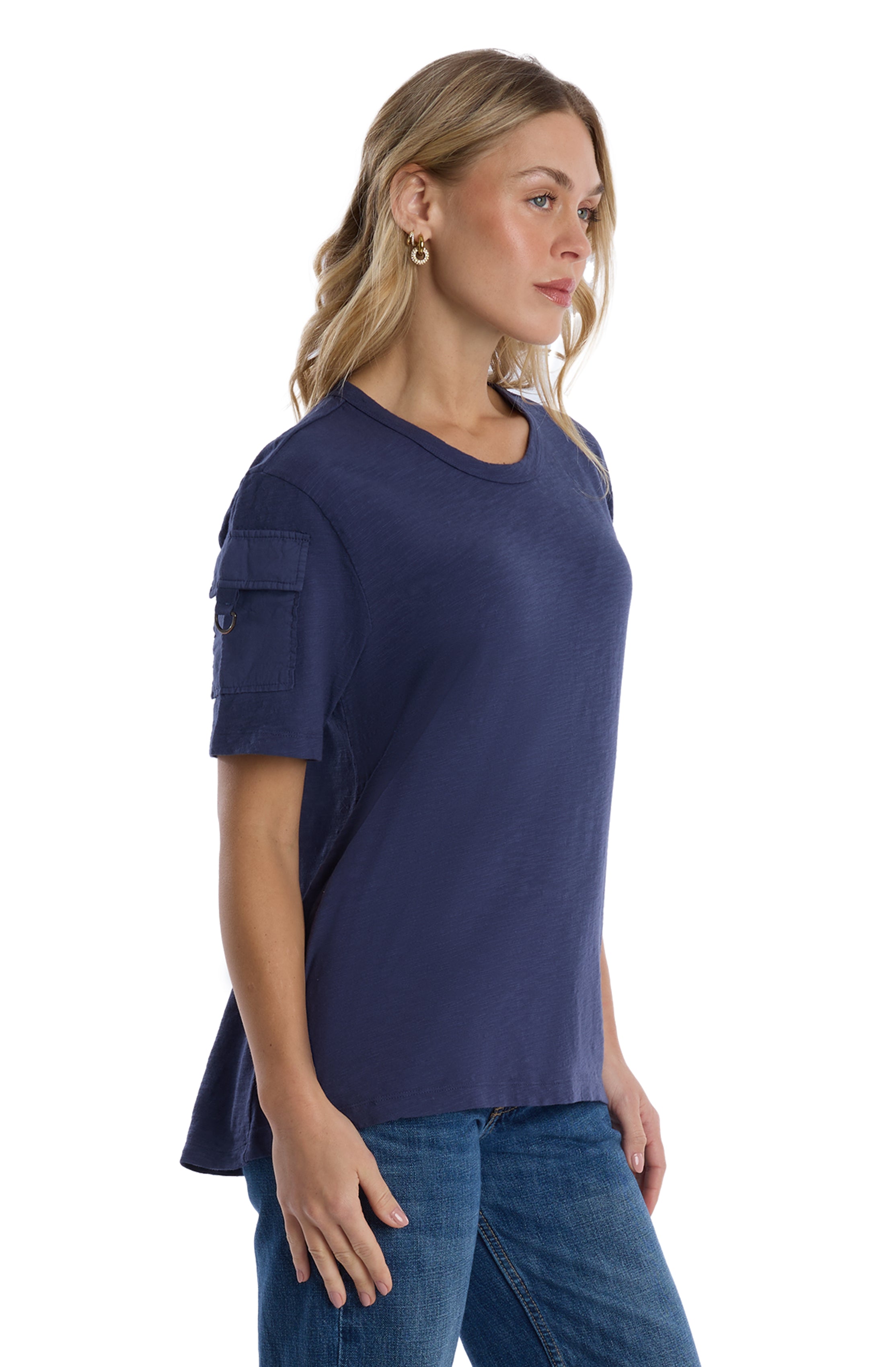 Round neck short sleeve hi-lo