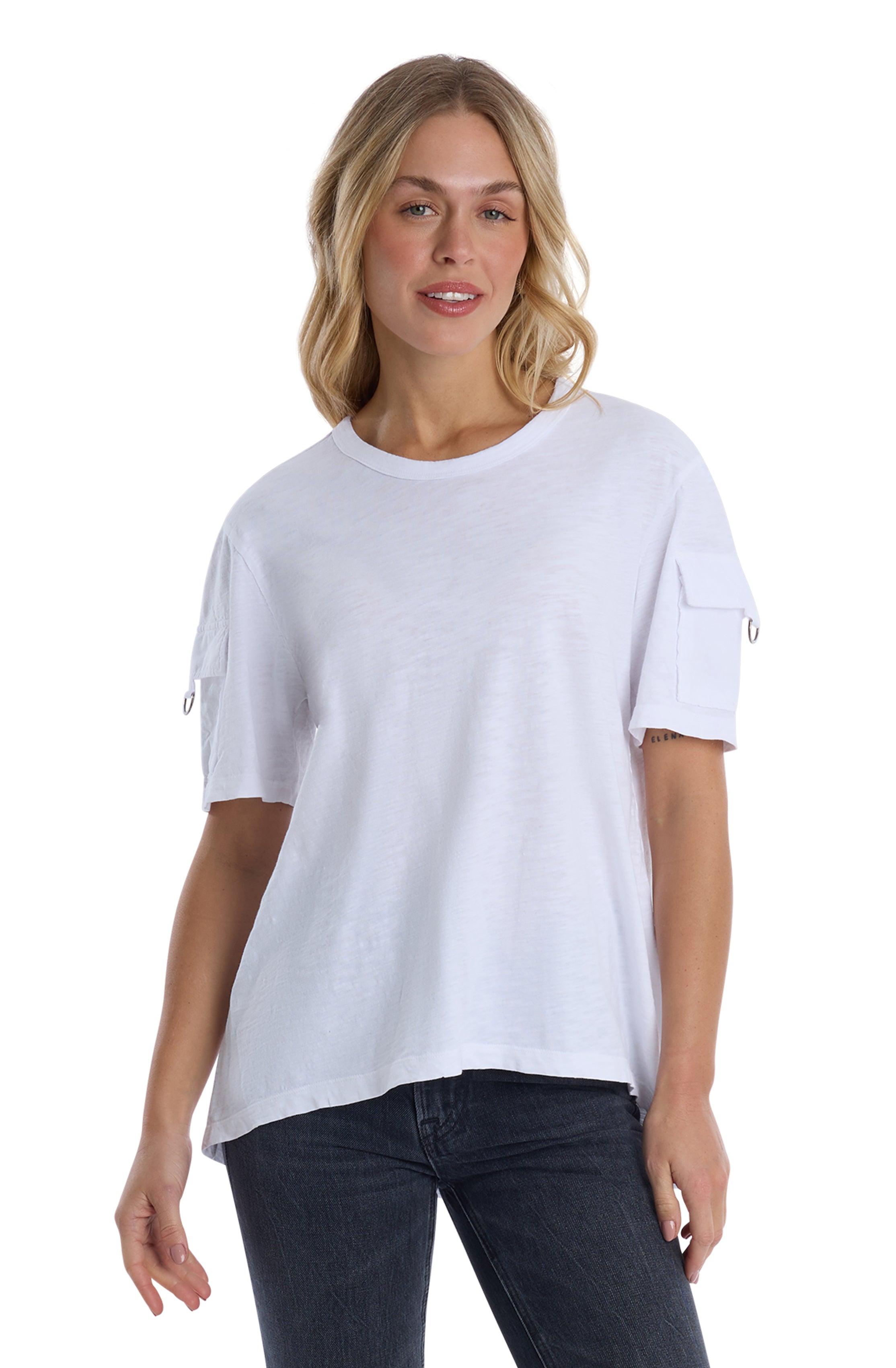Round neck short sleeve hi-lo