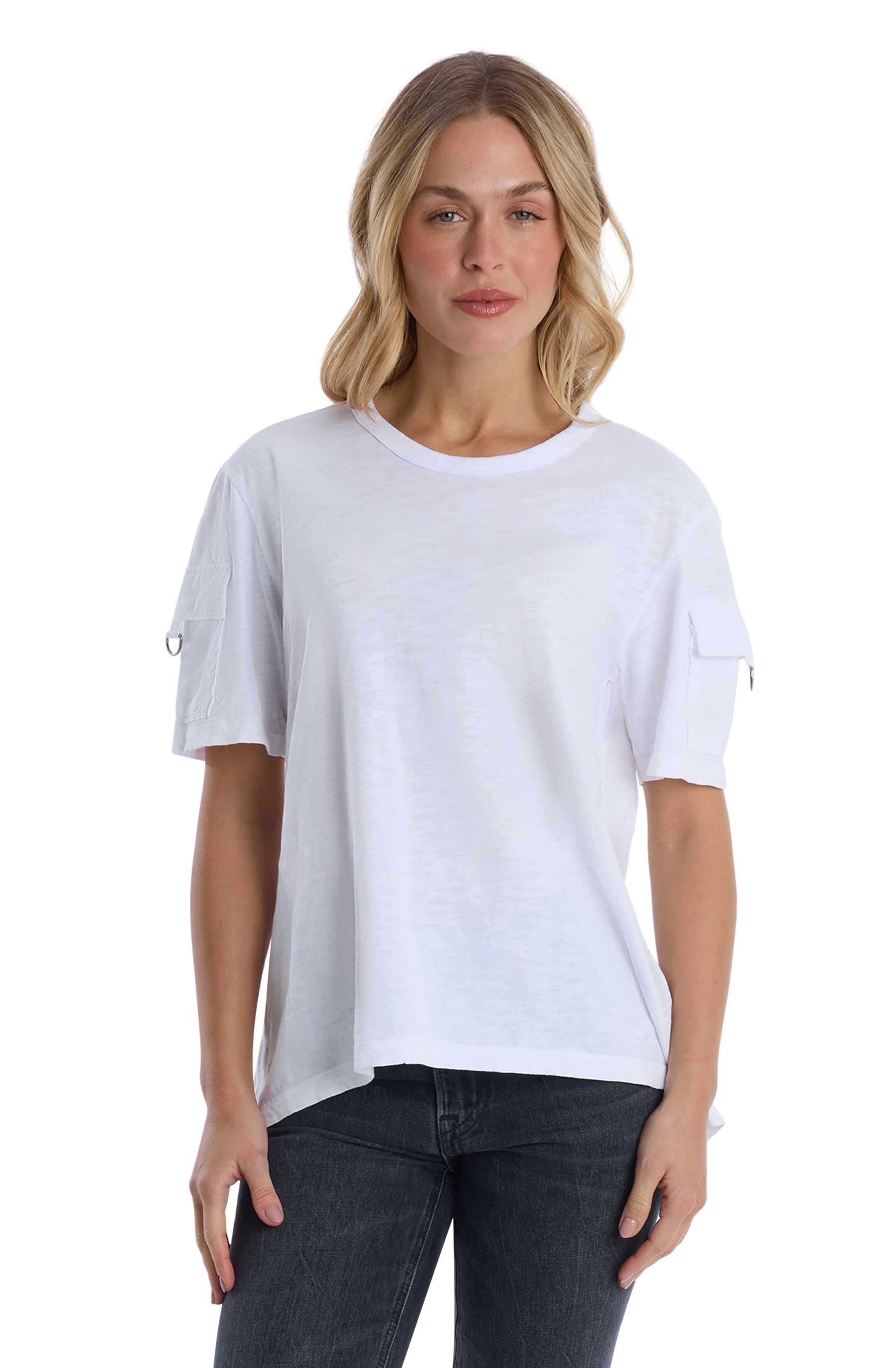 Round neck short sleeve hi-lo