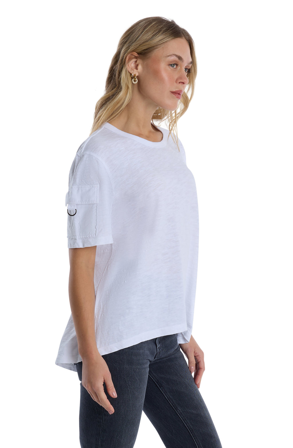 Round neck short sleeve hi-lo