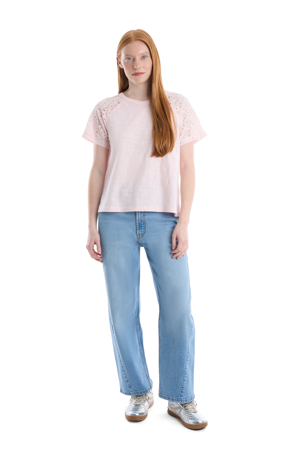 Lace raglan sleeve tee