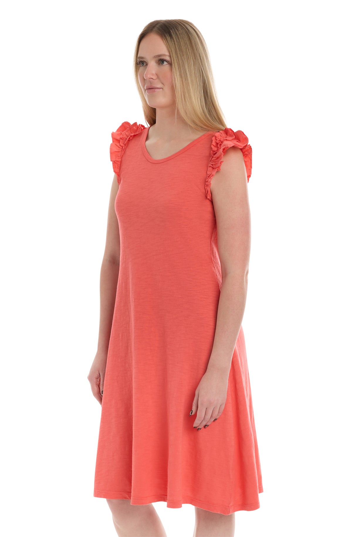 Ruffle shoulder tank dress