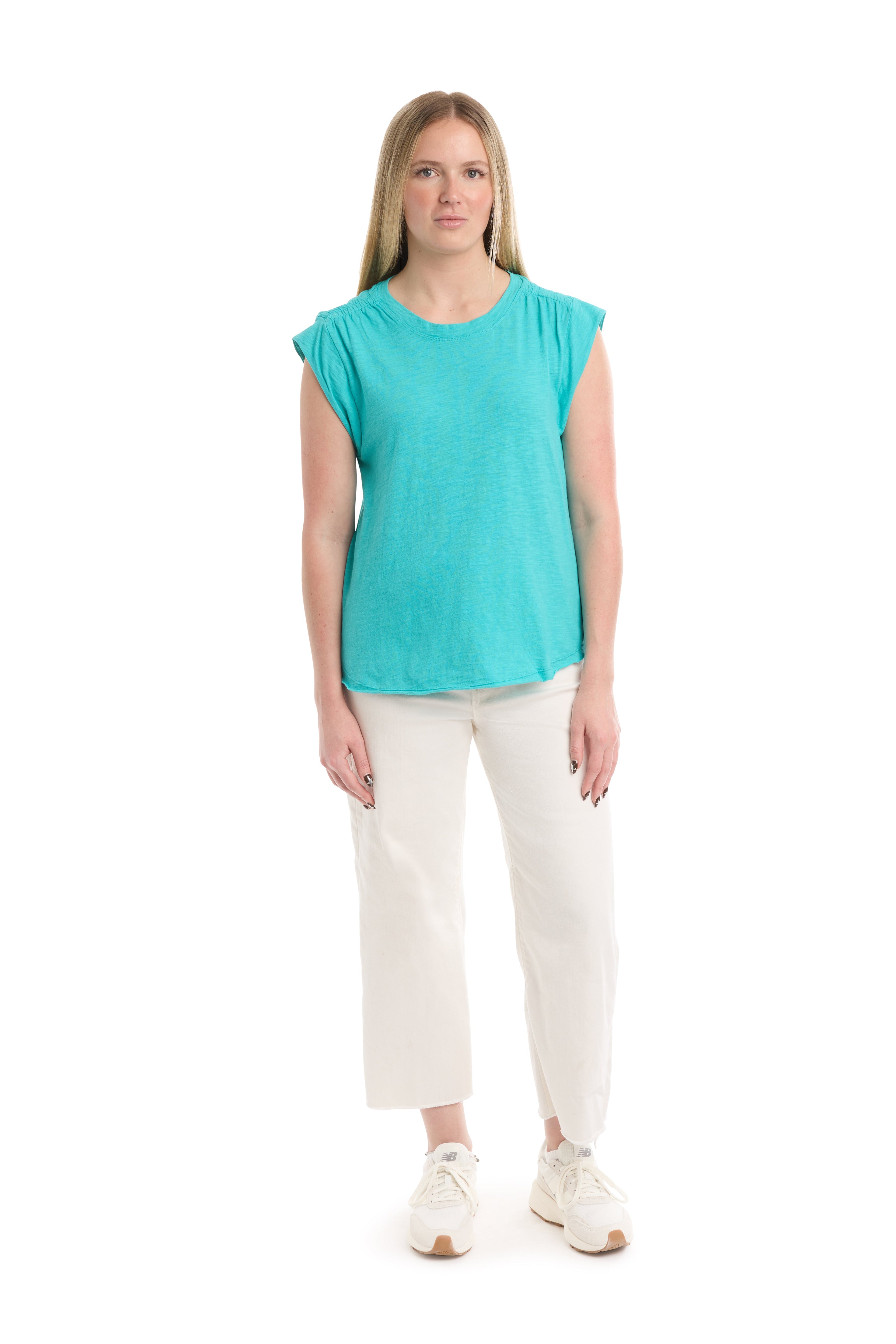 Ruched shoulder tee