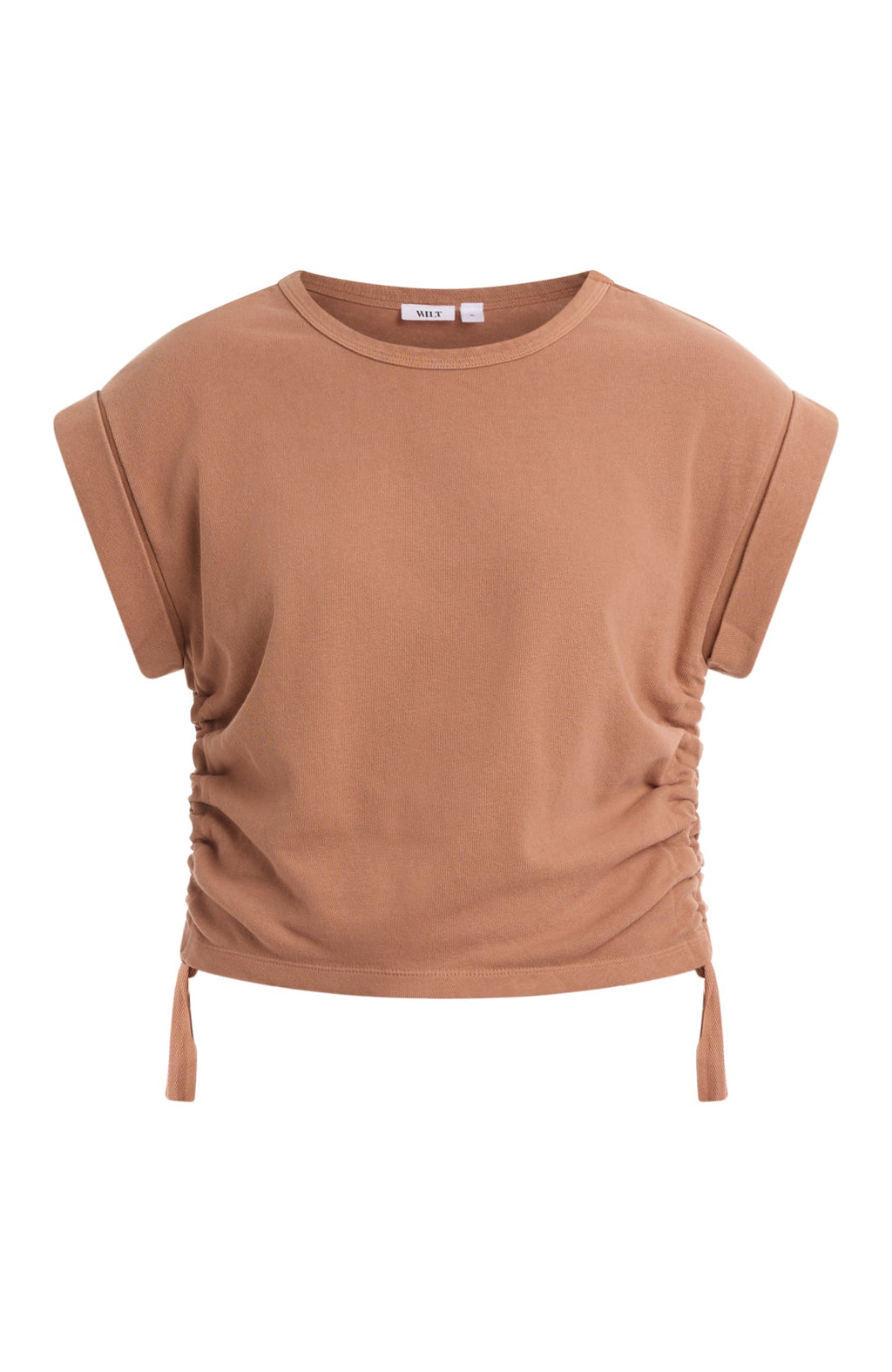 Round neck side drawstrings
