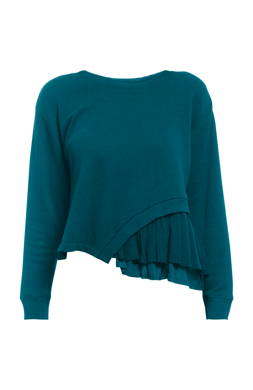 Round Neck Mix Media Sweatshirt